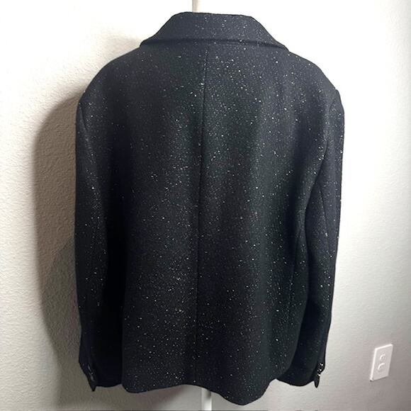 Womens Elevated Basic Cropped Tweed Blazer Sz 22W Black Gold Flecks Jacket - Picture 12 of 16